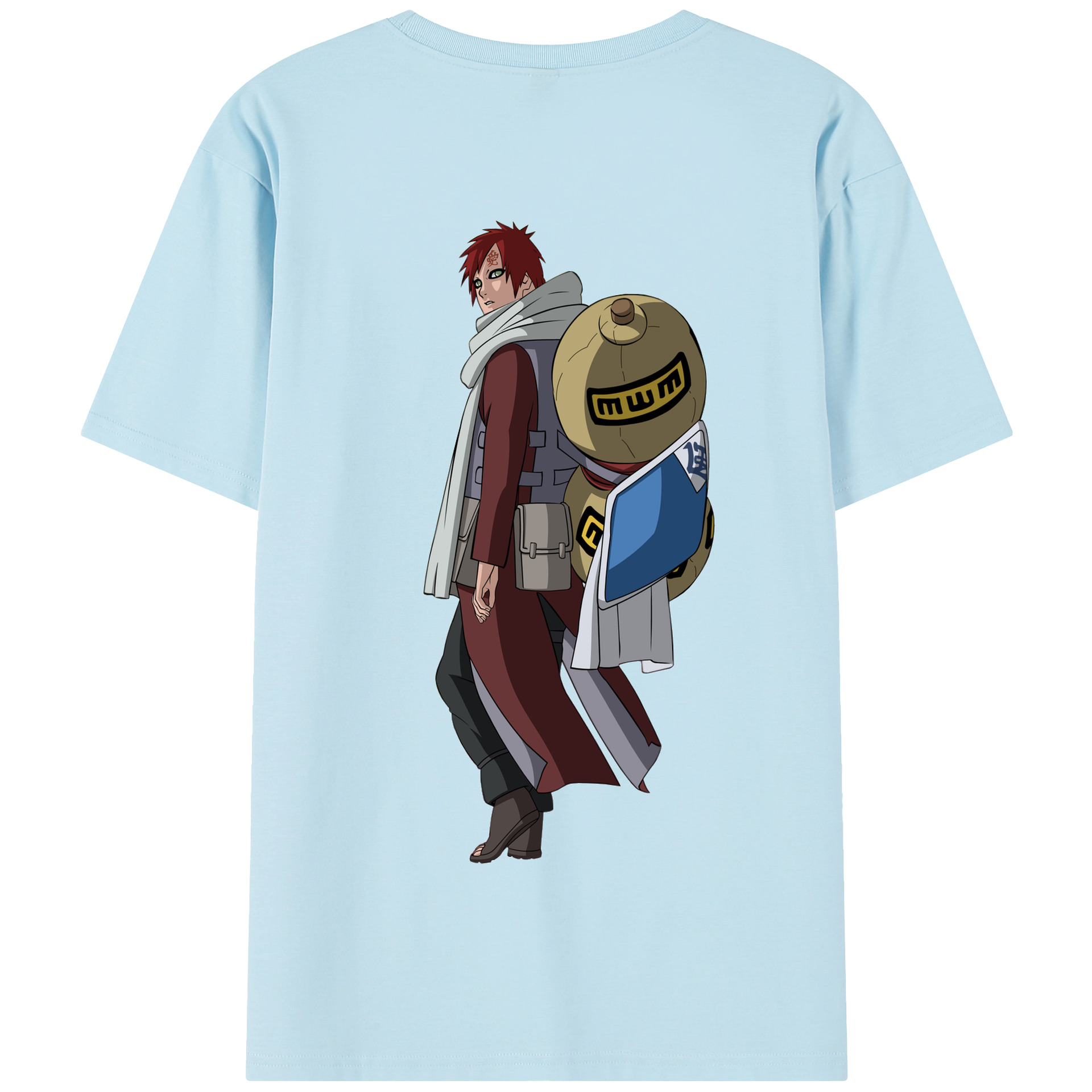 （画像用） NARUTO -ナルト- ガアラ Gaara 綿100％半袖Tシャツ（背面プリント）